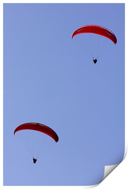 Paragliders at Mam Tor Castleton Print by Darren Burroughs