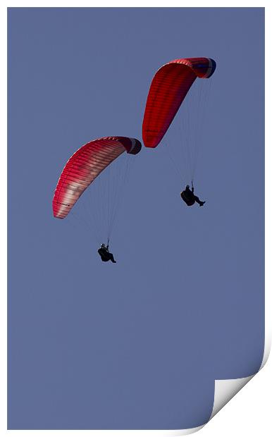 Paragliding at Mam Tor Castleton Print by Darren Burroughs