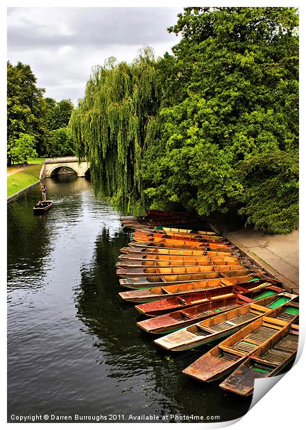 Punting On The Cam, Cambridge. Print by Darren Burroughs
