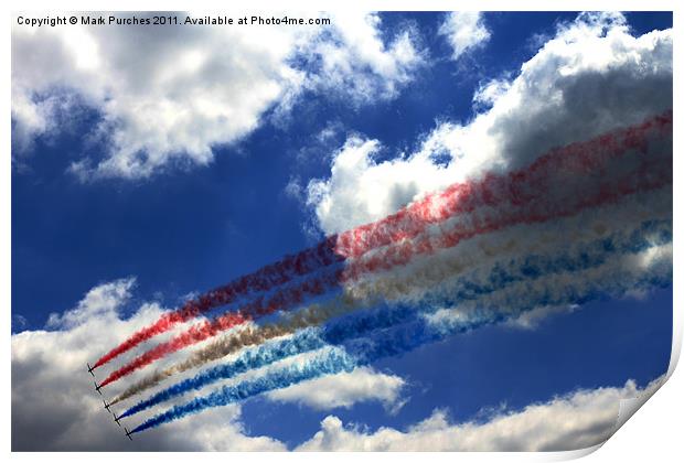 Red Arrows At Goodwood Festival Print by Mark Purches