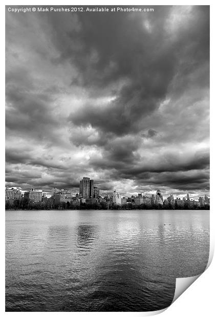 Central Park Lake, New York City Black White  Print by Mark Purches