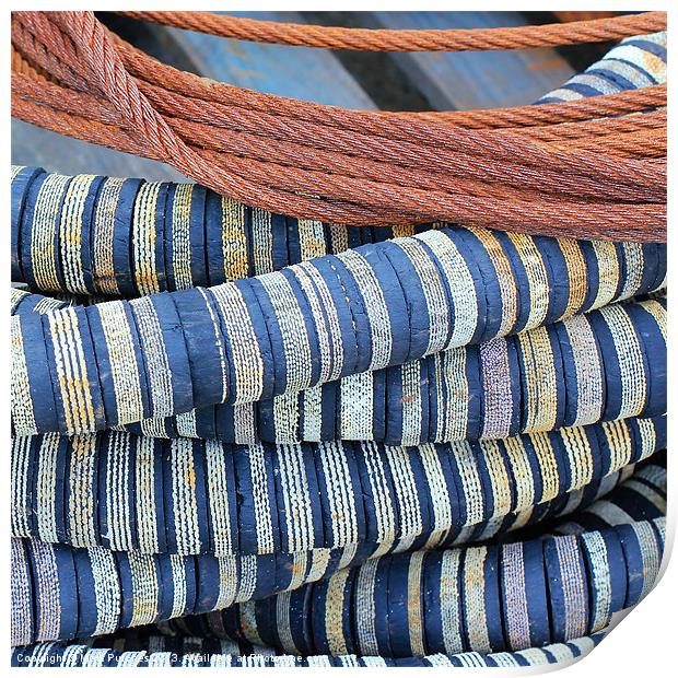 Stripy Fishing Rope Background Pattern Square Print by Mark Purches