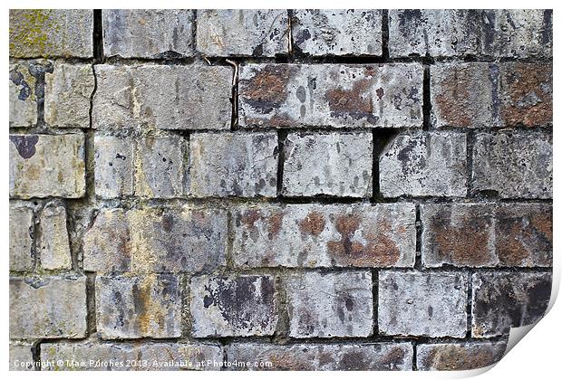 Weathered Old Brick Wall Texture Print by Mark Purches