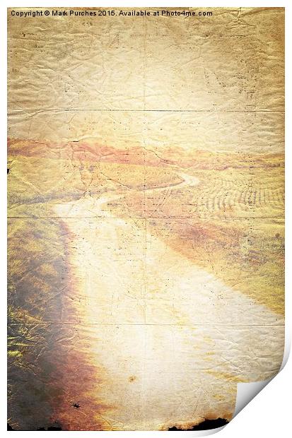 Winding Road Old Paper Texture Background Print by Mark Purches