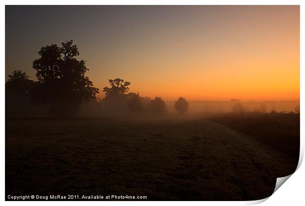 Sunrise and mist Print by Doug McRae