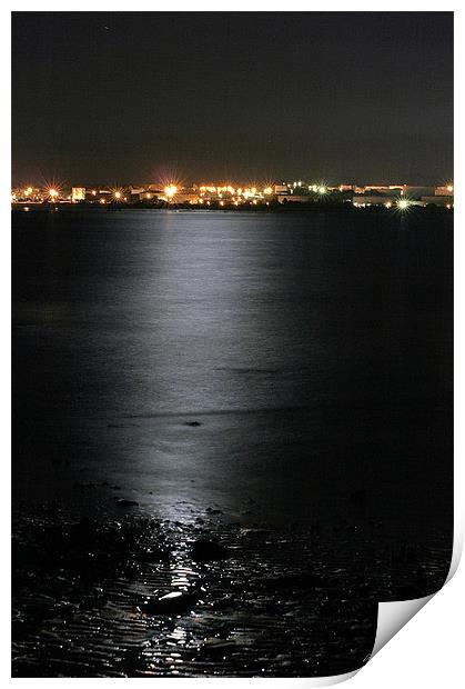 Moon Light over Southampton water Print by Doug McRae