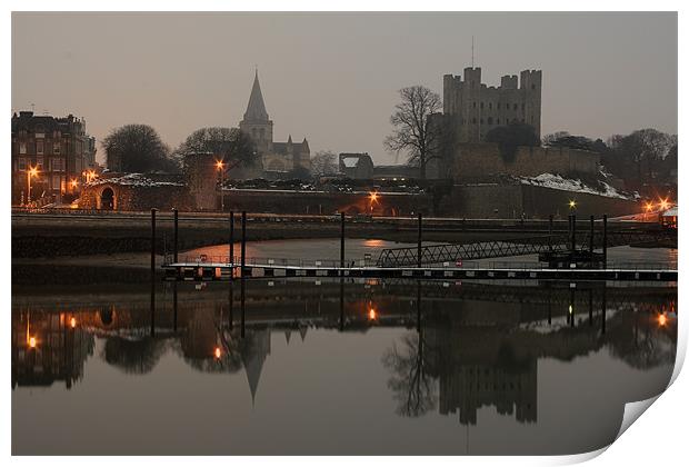 Rochester castle at dusk Print by Doug McRae