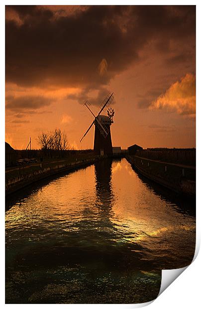 Horsey Mill At the End Of The Day Print by Sandi-Cockayne ADPS