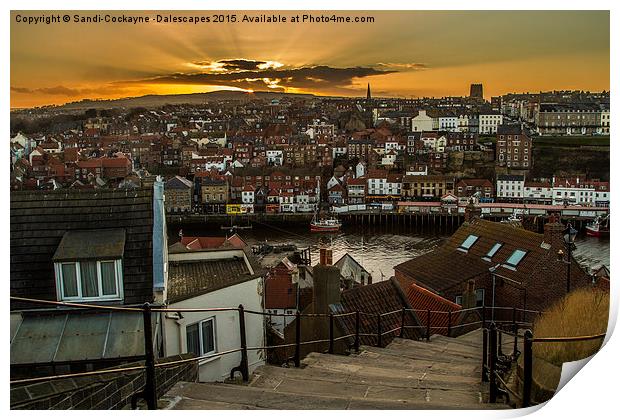  Whitby Sunset On The 199 Steps. Print by Sandi-Cockayne ADPS