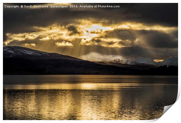 Heavenly Rays at Loch Garry Print by Sandi-Cockayne ADPS