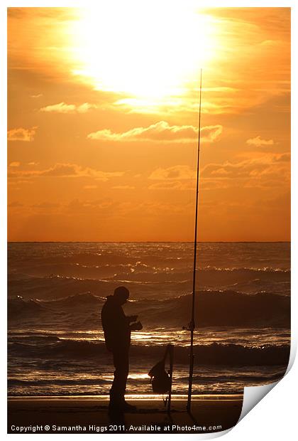 Fishing at Sunset Print by Samantha Higgs