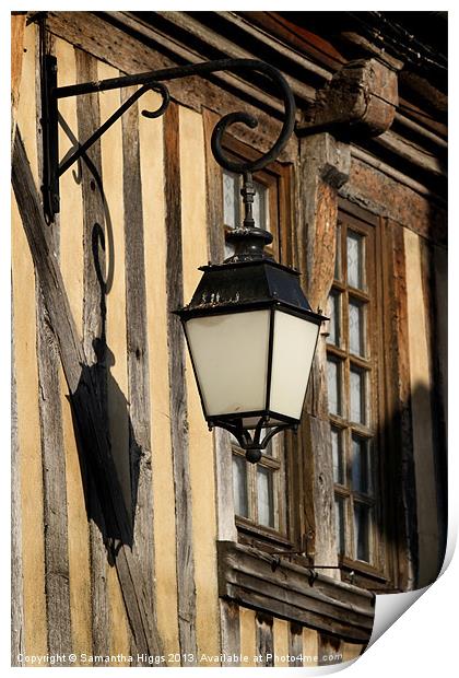 Street Light On A Medieval House- Orbec - France Print by Samantha Higgs