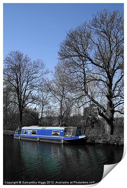 Blue Narrowboat - Kennet and Avon Canal Print by Samantha Higgs