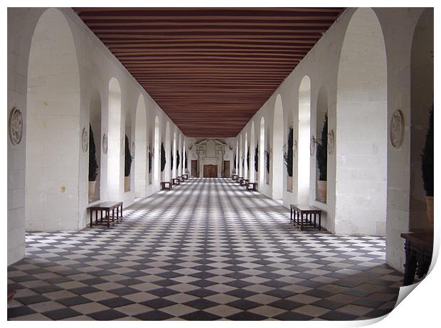 Gallery in Chateau Chenonceau Print by Elan Tanzer