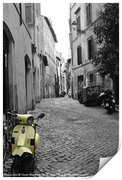 Yellow scooter Print by Sean Wareing