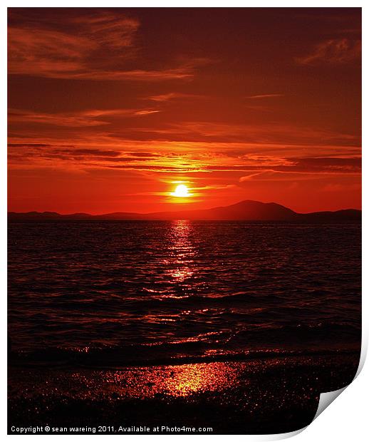 Sunset over the Llyn peninsula Print by Sean Wareing
