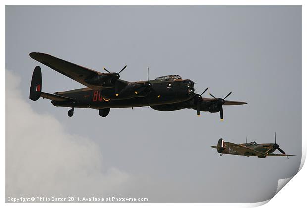 Lancaster and Spitfire I Print by Philip Barton