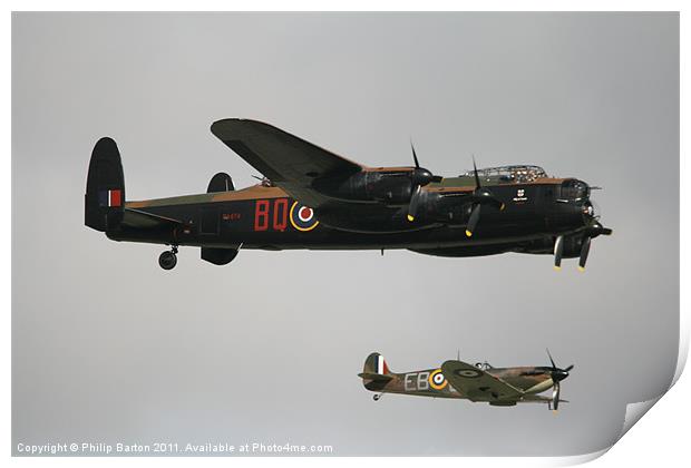 Lancaster and Spitfire II Print by Philip Barton