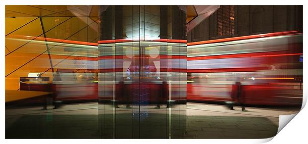 Red Bus Reflection Print by peter tachauer
