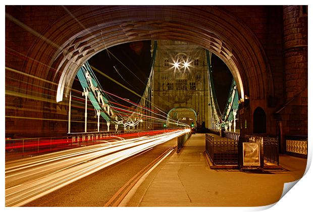 Tower Bridge Light Trails Print by peter tachauer