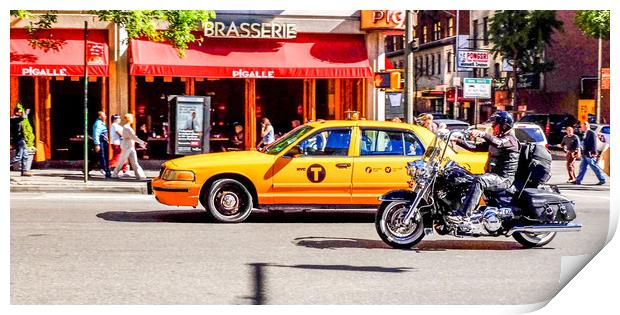 Cab and Harley Manhattan Print by peter tachauer