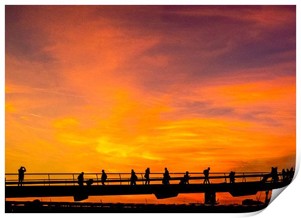 Millennium Bridge Sunset Print by peter tachauer