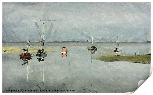 Boats on River Medway 2 Print by Dawn O'Connor