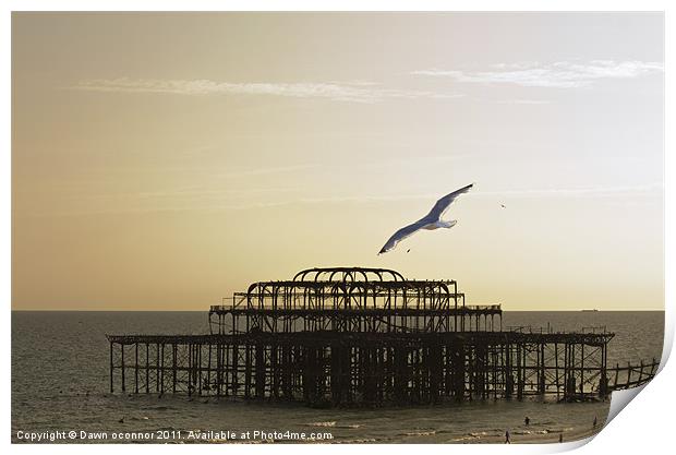 Brighton's West Pier Print by Dawn O'Connor