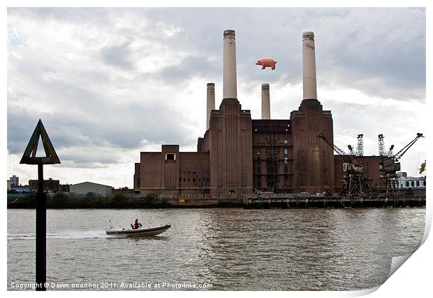 Pink Floyd's Pig, Battersea Print by Dawn O'Connor