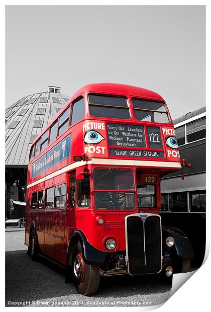Red London Bus Print by Dawn O'Connor