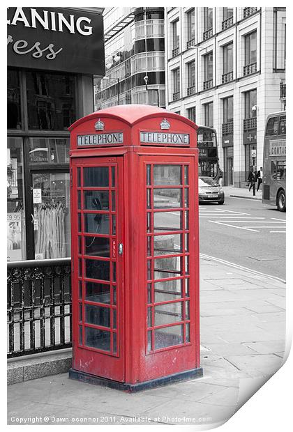 Red Telephone Box, London Print by Dawn O'Connor