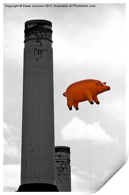 Pink Floyd's Pig, Battersea Print by Dawn O'Connor