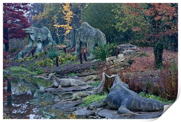 The Crystal Palace Dinosaurs Print by Dawn O'Connor