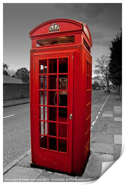 Red Telephone Box, London Print by Dawn O'Connor