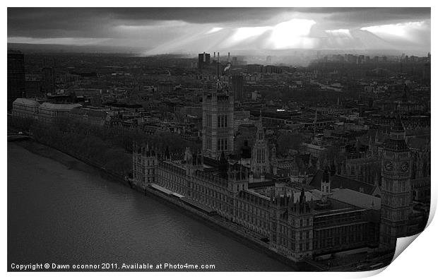 London Skyline, Black and White Print by Dawn O'Connor