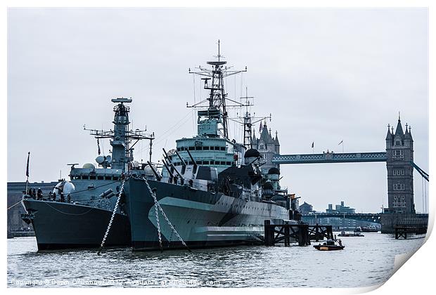 HMS St. Alban's and HMS Belfast Print by Dawn O'Connor