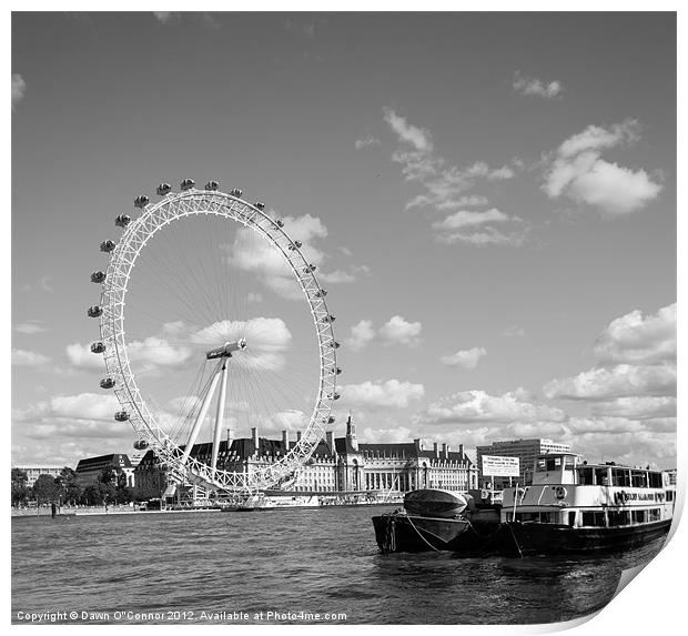 London Eye and County Hall Print by Dawn O'Connor