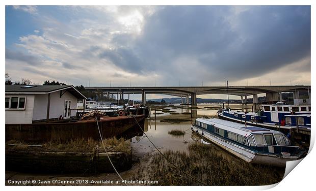 River Medway Boatyard Print by Dawn O'Connor