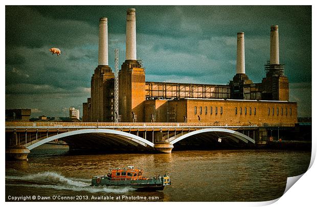 Pink Floyd Pig at Battersea Print by Dawn O'Connor