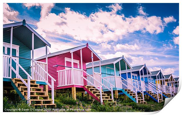 Beach Huts On The Isle Of Sheppey Print by Dawn O'Connor