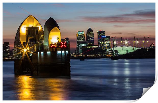 Thames Barrier and Docklands Print by Dawn O'Connor