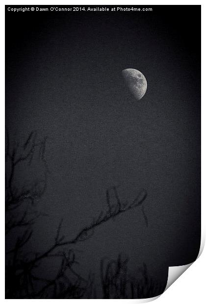 Afternoon Moon in Black and White Print by Dawn O'Connor