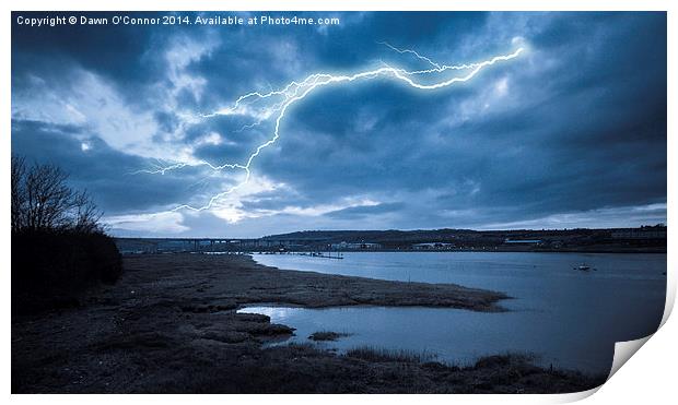 River Medway Lightning Print by Dawn O'Connor