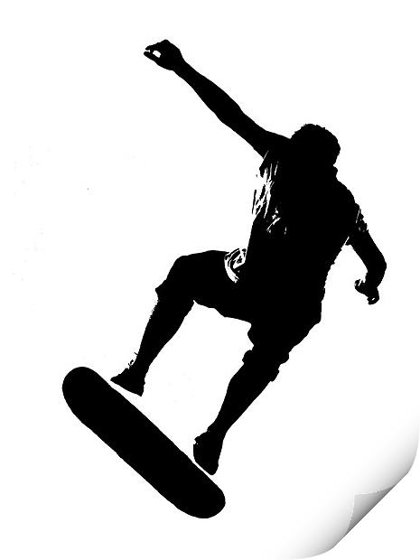 Skateboarder on White Print by Dawn O'Connor