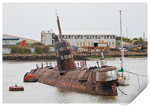 Russian Submarine in River Medway Print by Dawn O'Connor