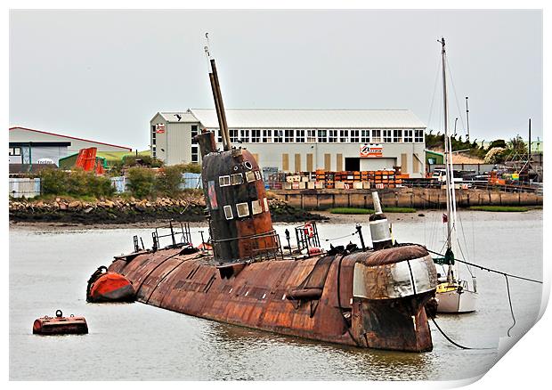 Russian Submarine in River Medway HDR Print by Dawn O'Connor