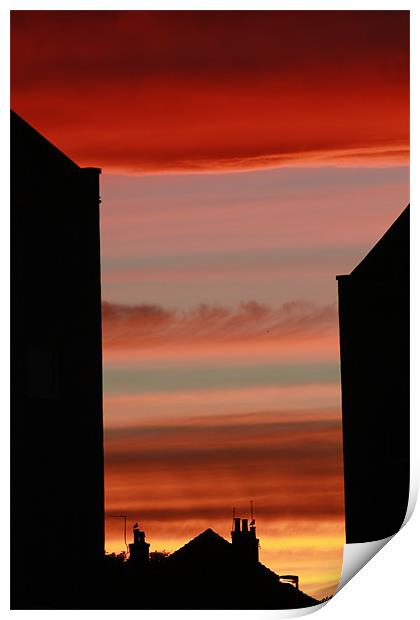 City Red Sky Print by Luca Giaramida