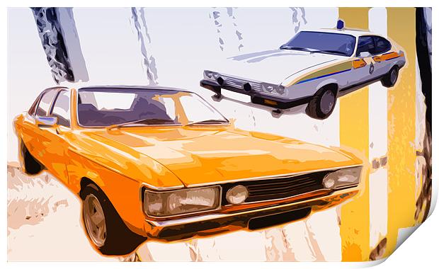 Cop And Robbers - Classic Car  Print by Anthony Michael 