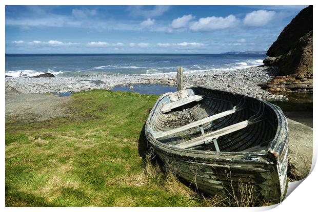 Old Boat By The Shore Print by Anthony Michael 