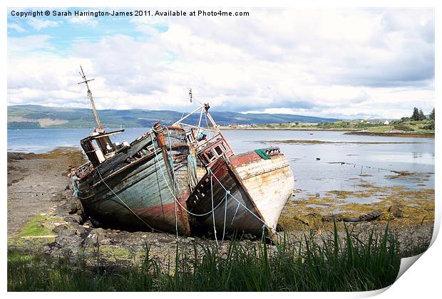 Fishing boats, Isle of Mull Print by Sarah Harrington-James